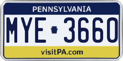 PA license plate MYE3660