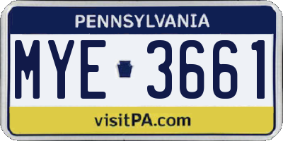 PA license plate MYE3661
