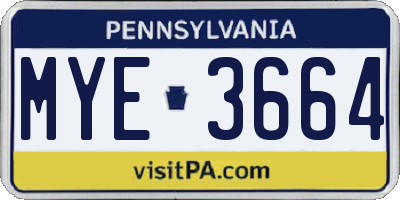 PA license plate MYE3664