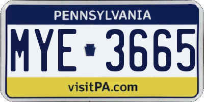 PA license plate MYE3665