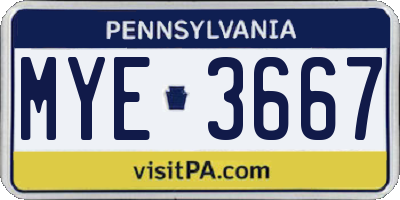 PA license plate MYE3667