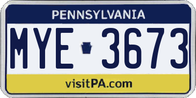 PA license plate MYE3673