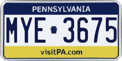 PA license plate MYE3675