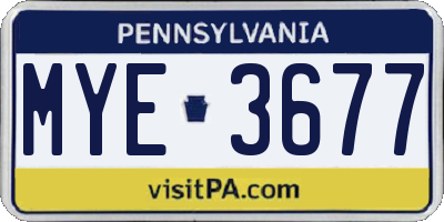 PA license plate MYE3677