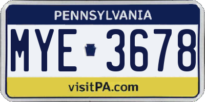PA license plate MYE3678