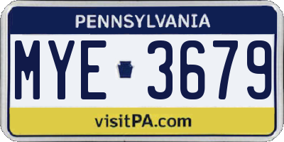 PA license plate MYE3679