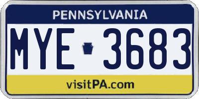 PA license plate MYE3683
