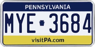 PA license plate MYE3684