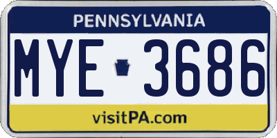 PA license plate MYE3686