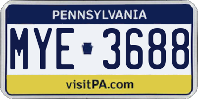 PA license plate MYE3688