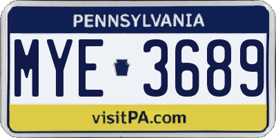 PA license plate MYE3689