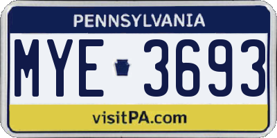 PA license plate MYE3693