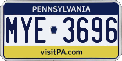 PA license plate MYE3696