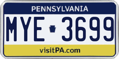 PA license plate MYE3699