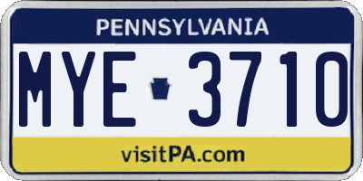 PA license plate MYE3710