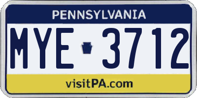 PA license plate MYE3712