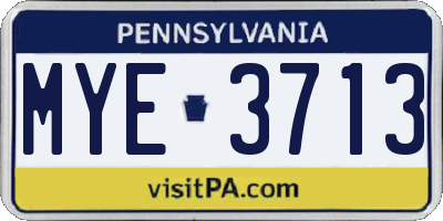 PA license plate MYE3713