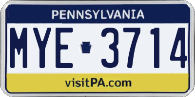 PA license plate MYE3714