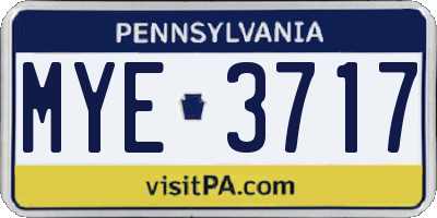 PA license plate MYE3717