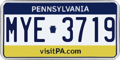 PA license plate MYE3719