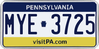 PA license plate MYE3725