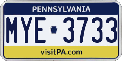 PA license plate MYE3733