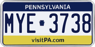 PA license plate MYE3738