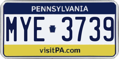 PA license plate MYE3739