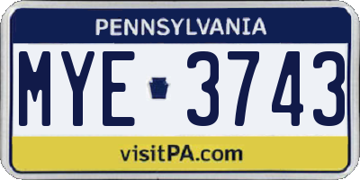 PA license plate MYE3743