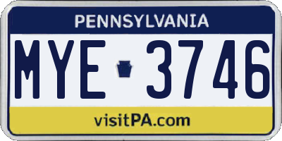 PA license plate MYE3746