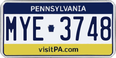 PA license plate MYE3748