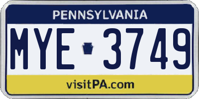 PA license plate MYE3749