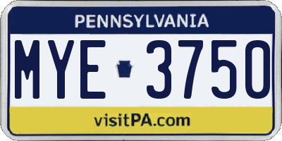 PA license plate MYE3750