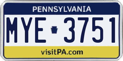 PA license plate MYE3751
