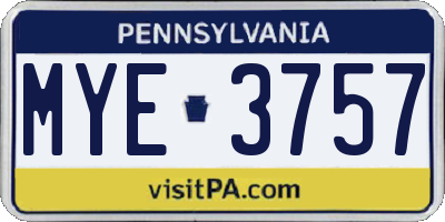 PA license plate MYE3757