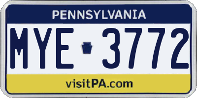 PA license plate MYE3772