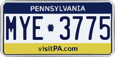 PA license plate MYE3775