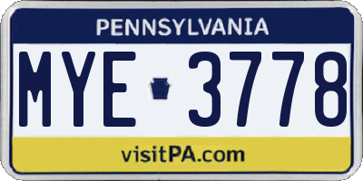 PA license plate MYE3778