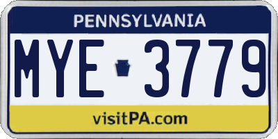 PA license plate MYE3779