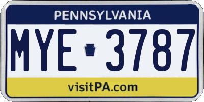 PA license plate MYE3787