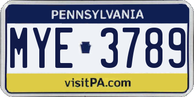 PA license plate MYE3789