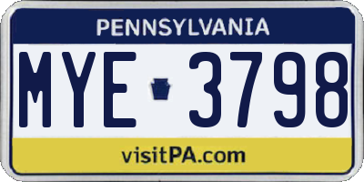 PA license plate MYE3798