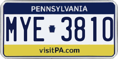 PA license plate MYE3810