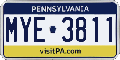 PA license plate MYE3811
