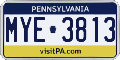 PA license plate MYE3813