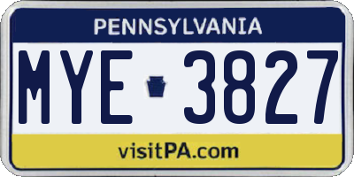 PA license plate MYE3827