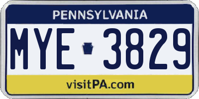 PA license plate MYE3829