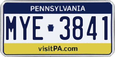 PA license plate MYE3841