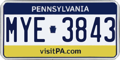 PA license plate MYE3843