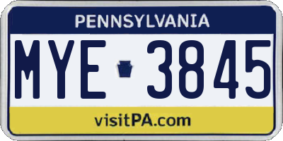 PA license plate MYE3845